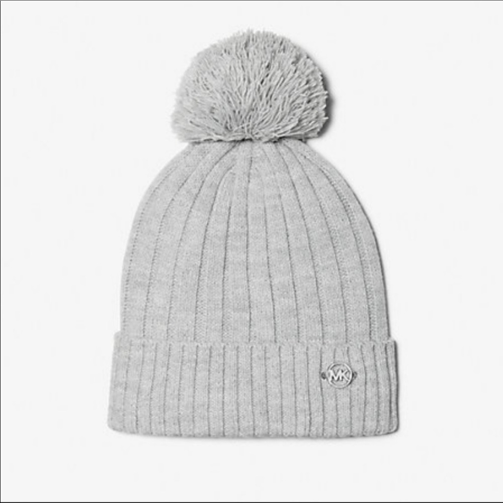 Michael Kors Gray Knit Pom-Pom Beanie NWT